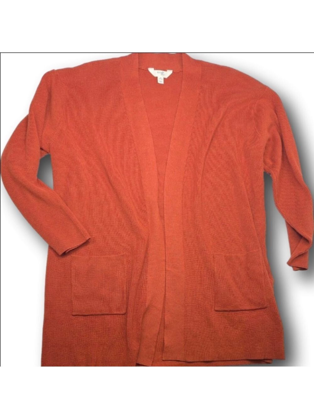 Women's Terra & Sky Rust Ribbed Knit Open Cardigan 1X